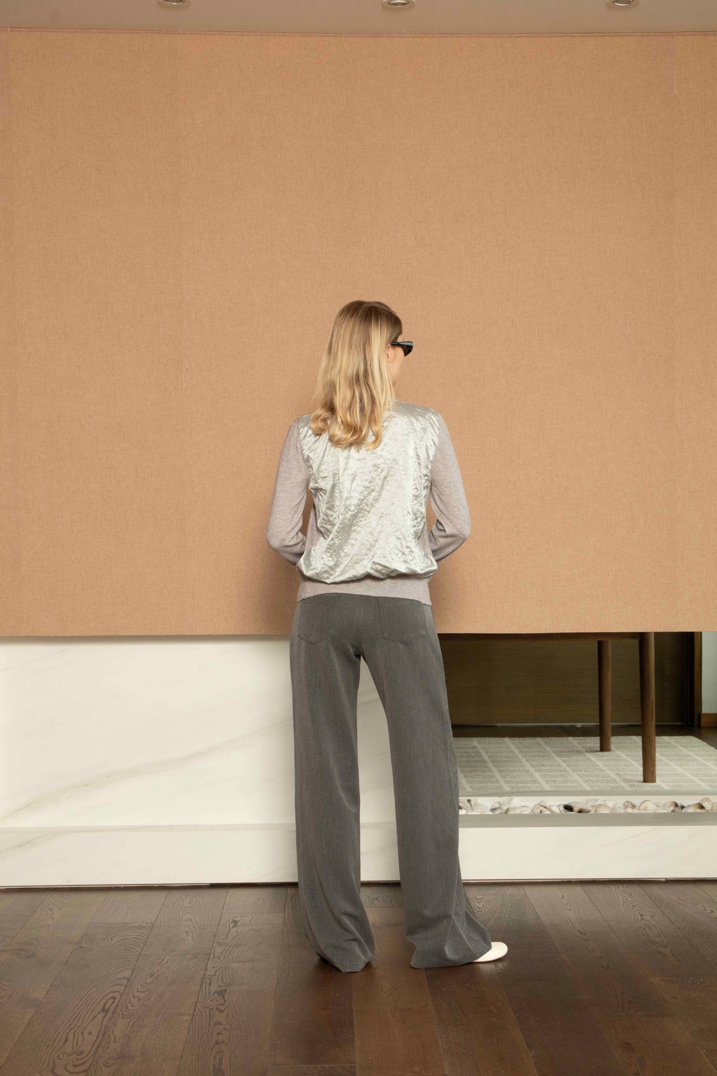 Elle Grey Satin Cardigan