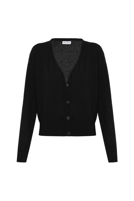 Elle Black Satin Cardigan