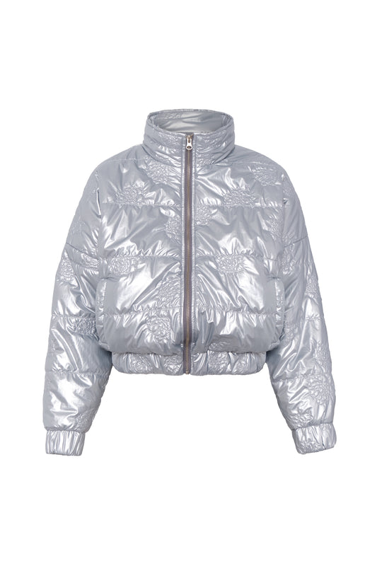 Puffer Embroidery Silver Jacket